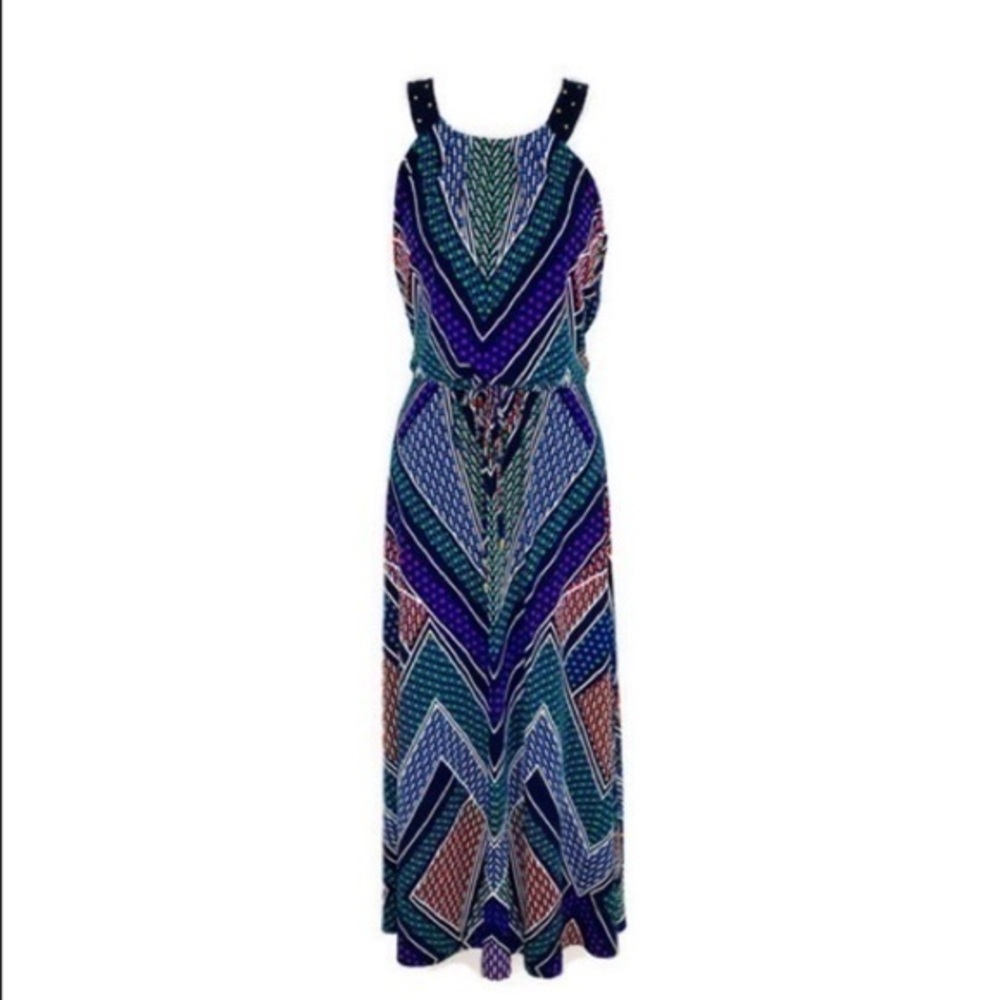 Calvin Klein geo print drawstring halter dress XS I20